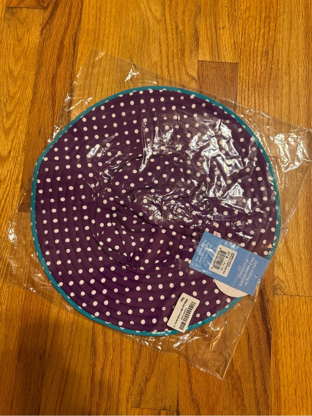 Rufflebutts- Kids Polka Dot Sun Hat — Purple with Teal Trim